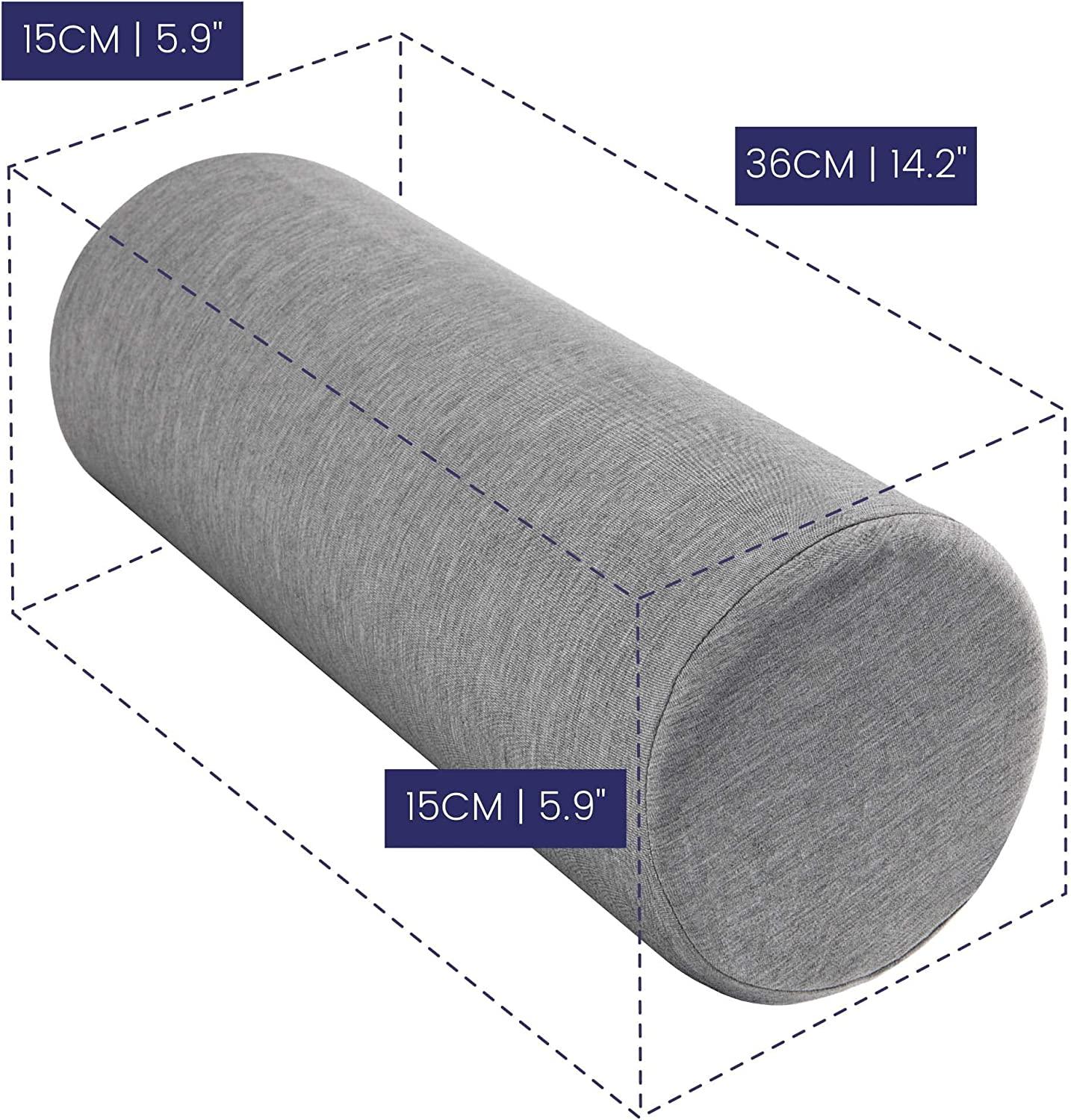 Neck Bolster Pillow Roll - Memory Foam, Grey