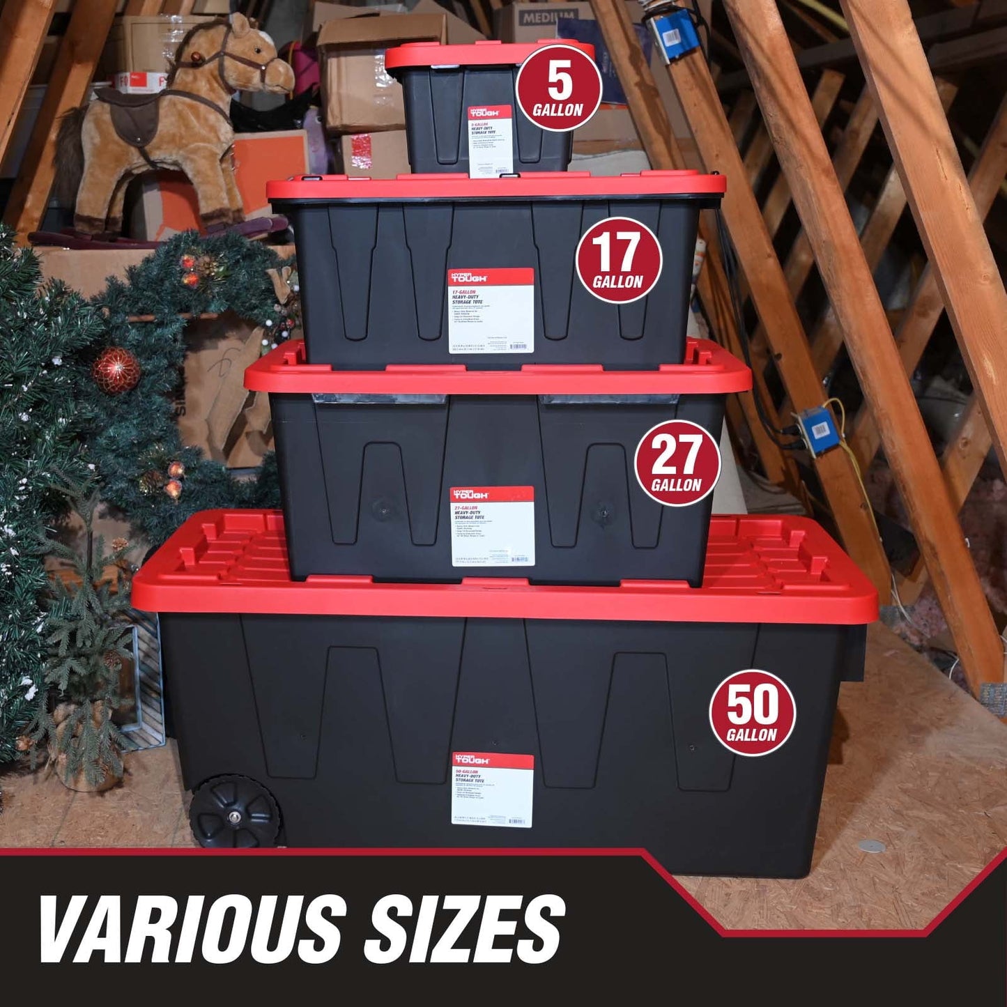 Hyper Tough Large Storage Bin, 27 Gallon Plastic