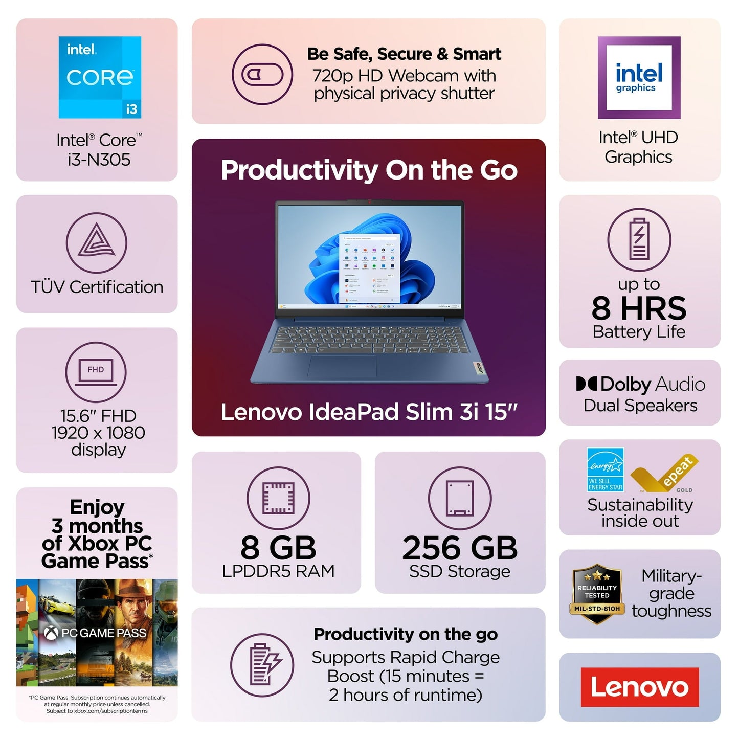 Lenovo IdeaPad Slim 3i 15.6" Laptop,