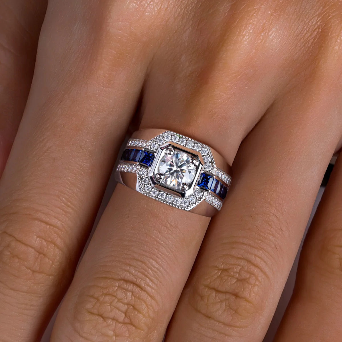 AnuJewel 1ct D Color Moissanite Ring, 925 Sterling Silver, Gold Plated