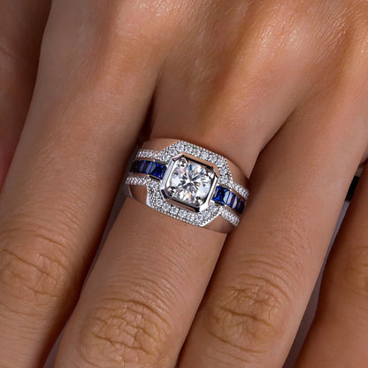 AnuJewel 1ct D Color Moissanite Ring, 925 Sterling Silver, Gold Plated