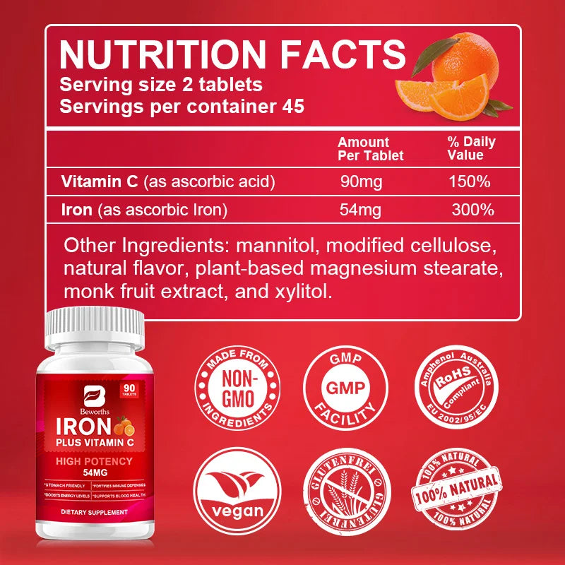 BEWORTHS Iron Tablets 54mg with Vitamin C –