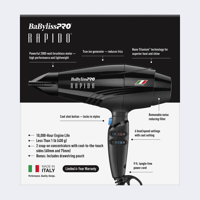 Rapido Black Dryer – Italian-Made Power