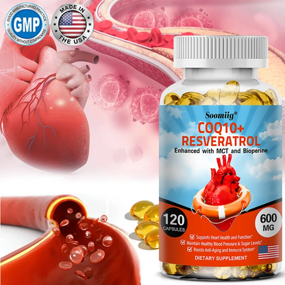 CoQ10 + Resveratrol Capsules – 120 Count, Heart & Energy Support