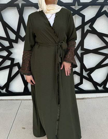 Keffiyeh Abaya - Olive
