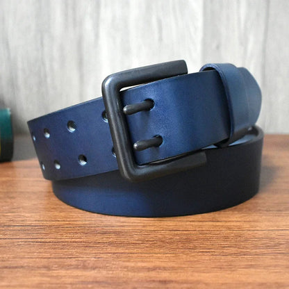 Deepeel Men’s Leather Belt – Genuine Cowskin, Double Pin Buckle