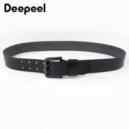Deepeel Men’s Leather Belt – Genuine Cowskin, Double Pin Buckle