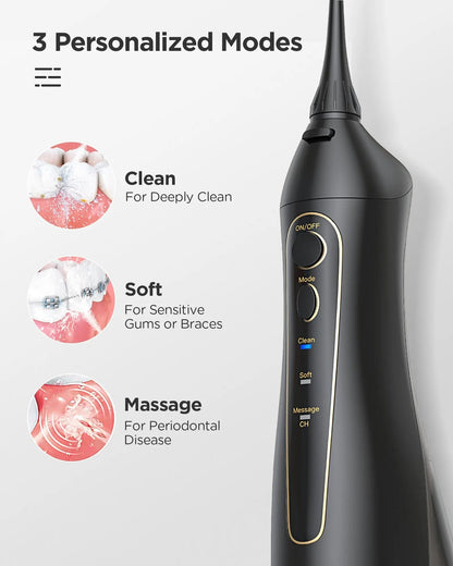 Fairywill Cordless Water Flosser 300 ml, 3 Modes, IPX7 Waterproof