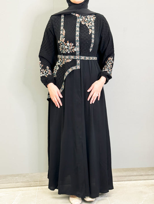 Floral Abaya - Orange