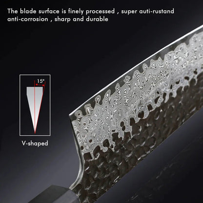 8" Handmade Damascus Chef Knife – Japanese Style, Forged Steel, Ergonomic Handle