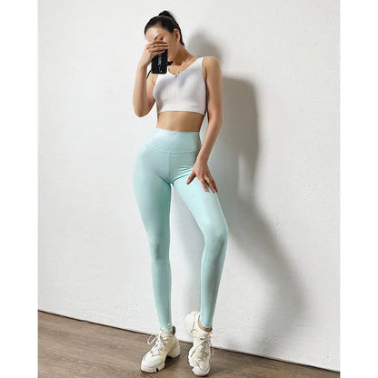 High Waist Glossy Yoga Leggings, Butt Lift, Seamless, Women’s Fitness Tights