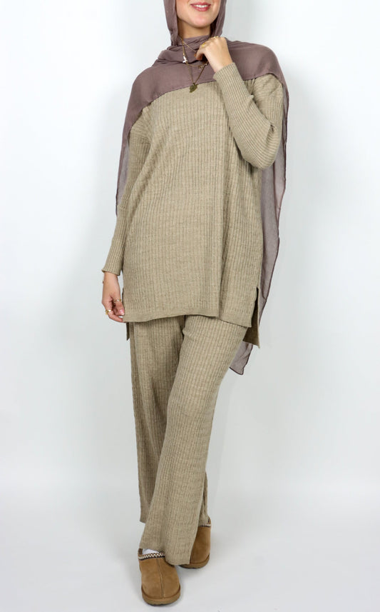 Knit Sweater Set - Beige