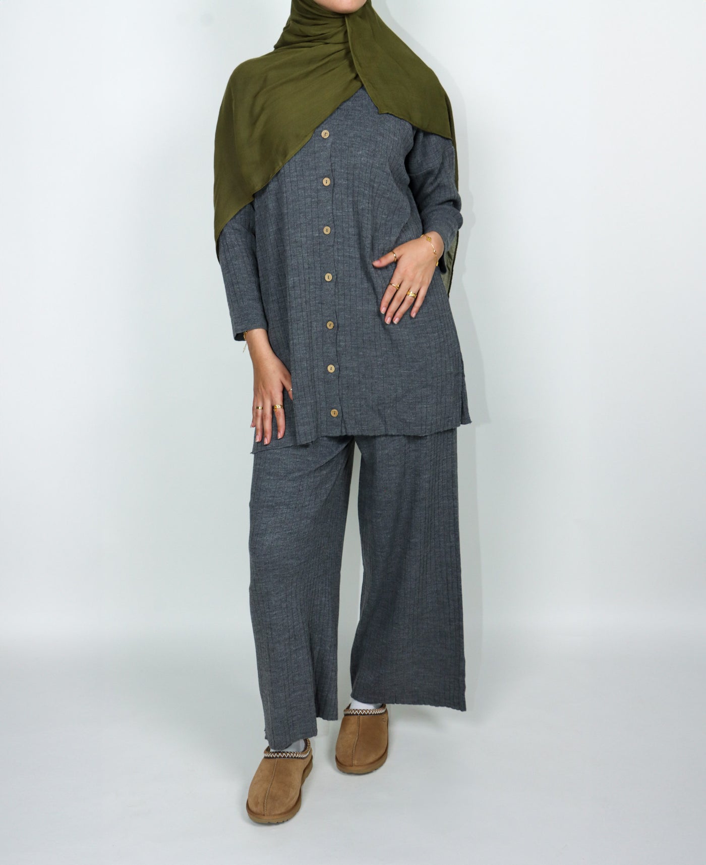 Button Knit Set - Storm