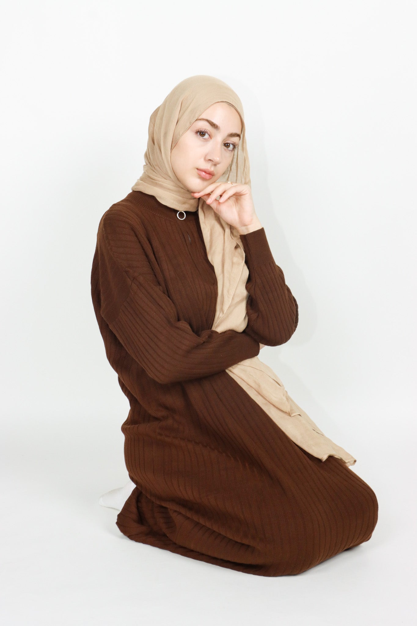 Sweater Zip Dress - Mocha