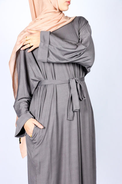 Basic Jersey Abaya - Gray