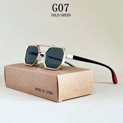 Luxury Steampunk Square Sunglasses, UV400 Retro Unisex Shades