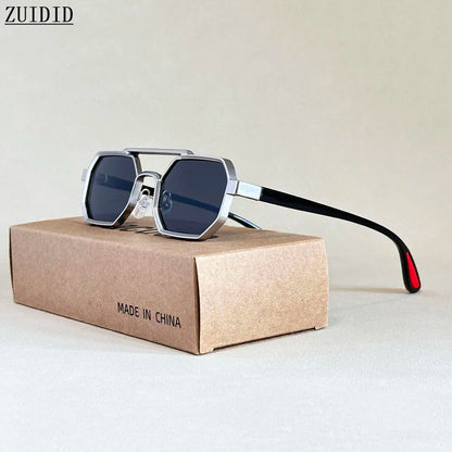 Luxury Steampunk Square Sunglasses, UV400 Retro Unisex Shades
