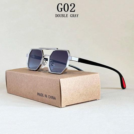 Luxury Steampunk Square Sunglasses, UV400 Retro Unisex Shades