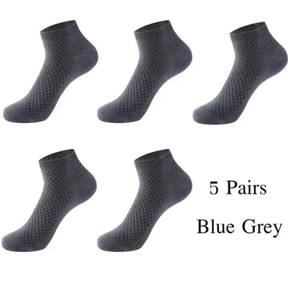 Men’s Bamboo Fiber Ankle Socks – 5 Pairs, Breathable & Odor-Free