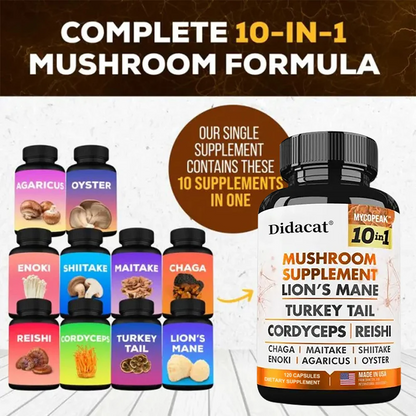 Mushroom Complex Supplement – 10x Strength Lions Mane