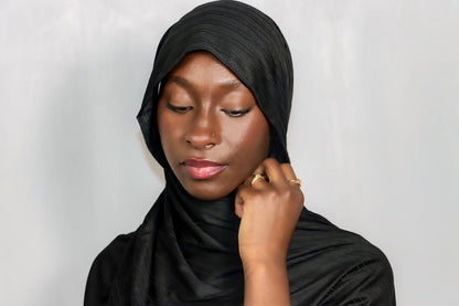 Premium Ribbed Jersey Black Hijab