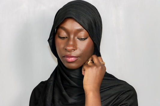 Premium Ribbed Jersey Black Hijab