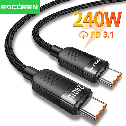Rocoren 240W USB-C to USB-C Cable, PD 3.1 Fast Charging, 1.2m