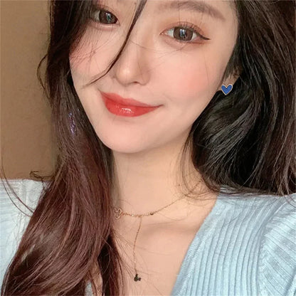 New Korean Sweet Cute Heart Stud Earrings for Women