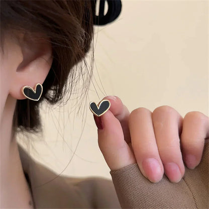 New Korean Sweet Cute Heart Stud Earrings for Women