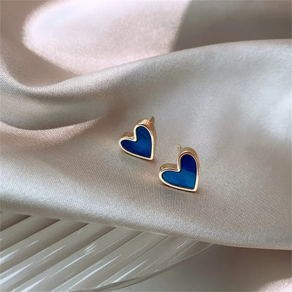 New Korean Sweet Cute Heart Stud Earrings for Women