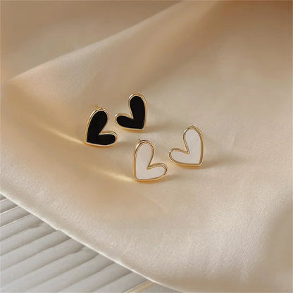 New Korean Sweet Cute Heart Stud Earrings for Women