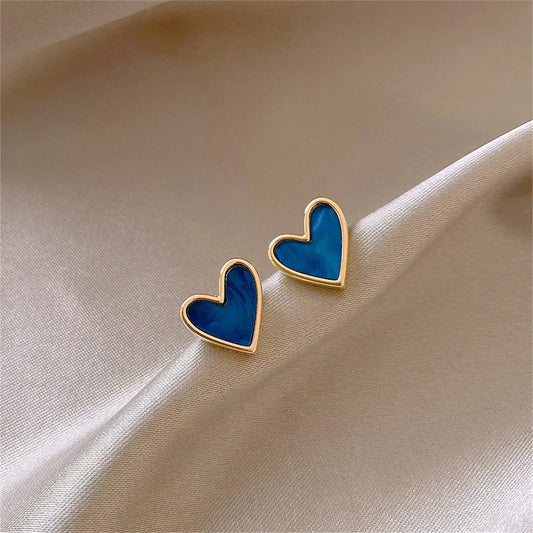 New Korean Sweet Cute Heart Stud Earrings for Women