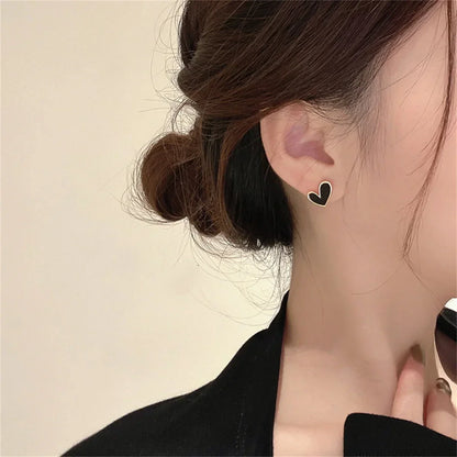 New Korean Sweet Cute Heart Stud Earrings for Women