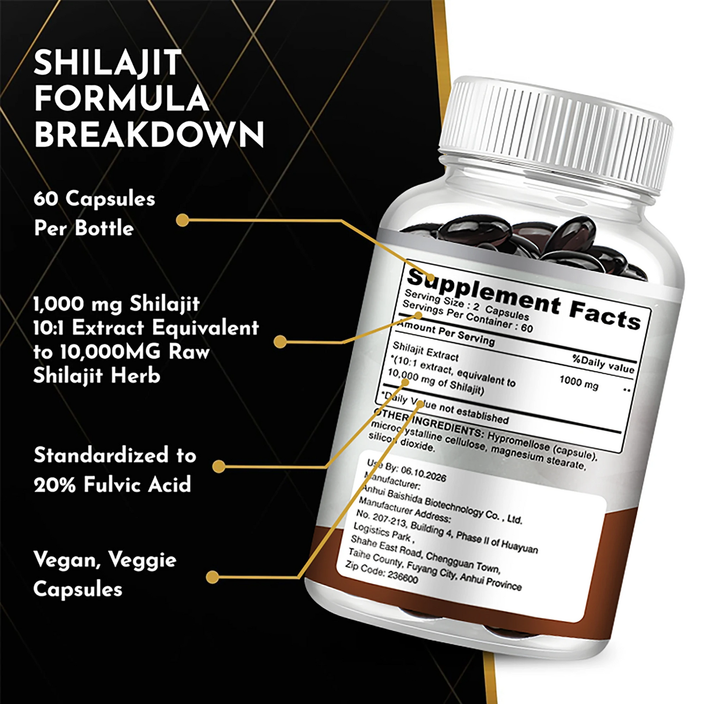 Shilajit Capsules 120ct – Natural Energy & Detox Support
