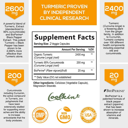 Triple Strength Turmeric Capsules – 95% Curcumin + BioPerine