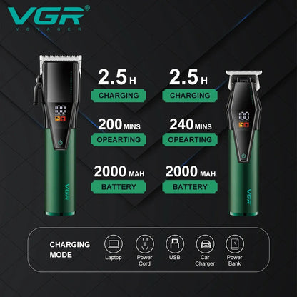 VGR V-677 Hair Clipper for Men, LED Display, Cordless, Adjustable Blades