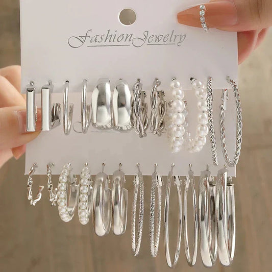 Vintage Silver Color Y2K Pearl Earrings for Women