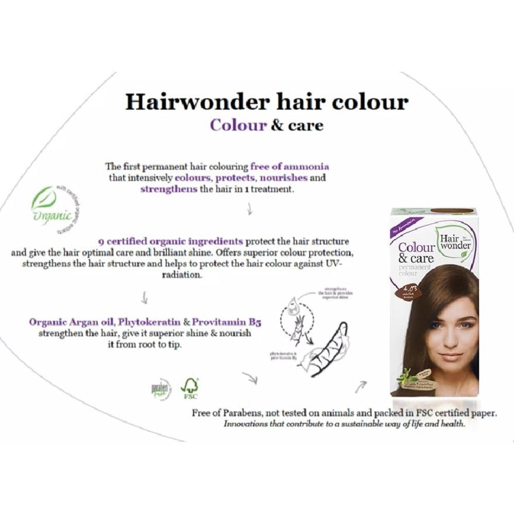 HAIR WONDER Colour & Care Organic #4.03 Mocha Brown