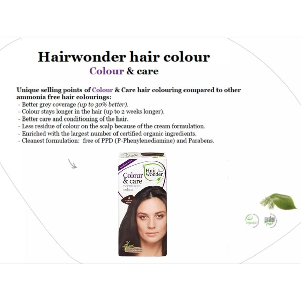 HAIR WONDER Colour & Care Organic #4 Medium Brown