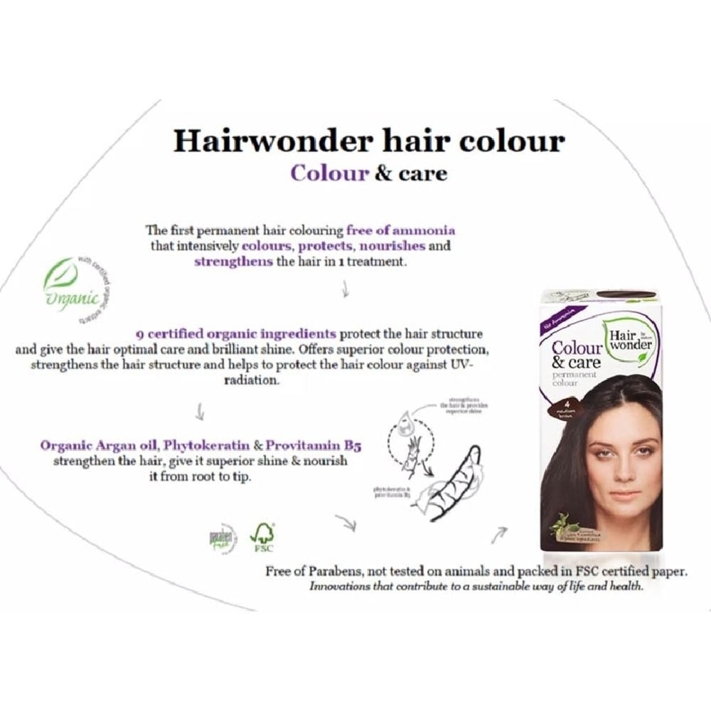 HAIR WONDER Colour & Care Organic #4 Medium Brown