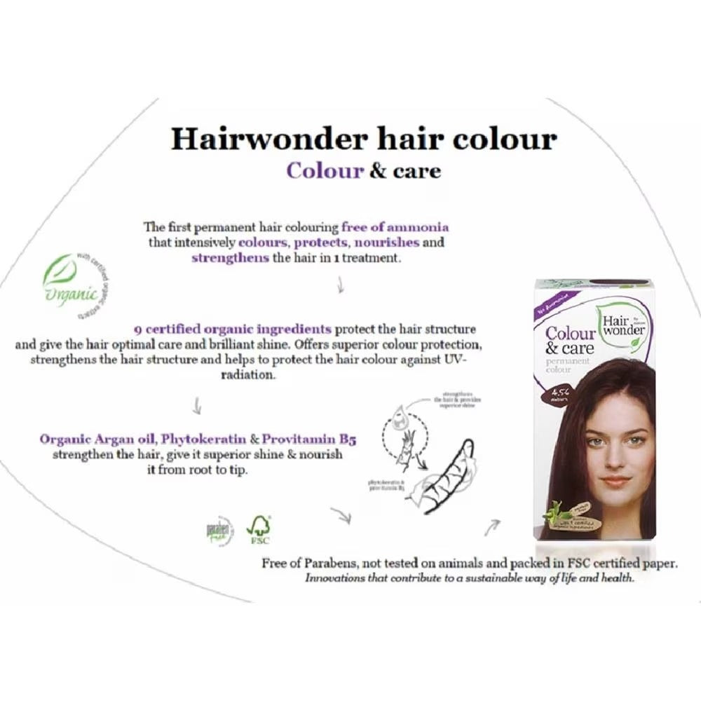 HAIR WONDER Colour & Care Organic #4.56 Auburn