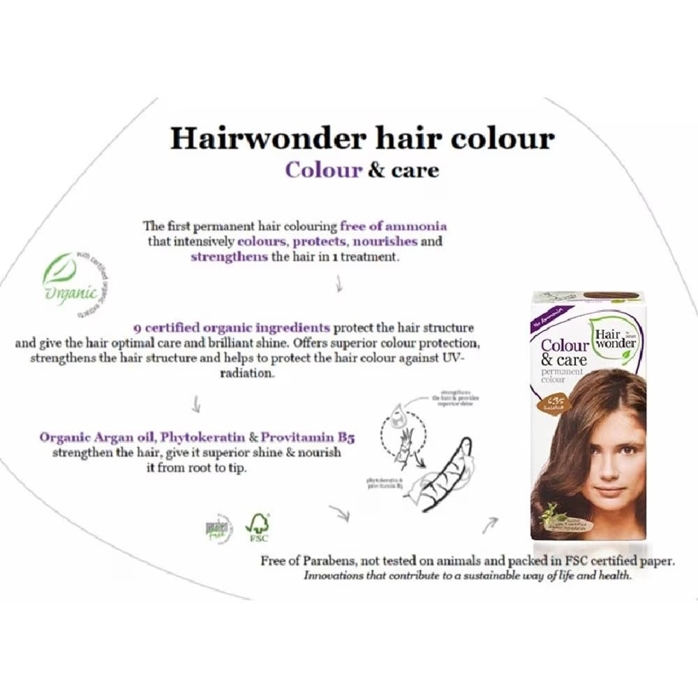 HAIR WONDER Colour & Care Organic #6.35 Hazelnut