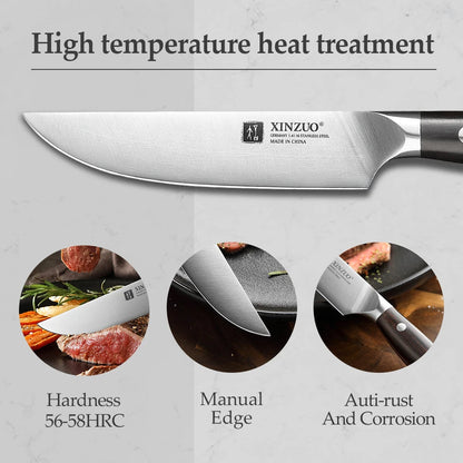 XINZUO 5" Steak Knife, German Steel, Ebony Handle, Sharp Blade