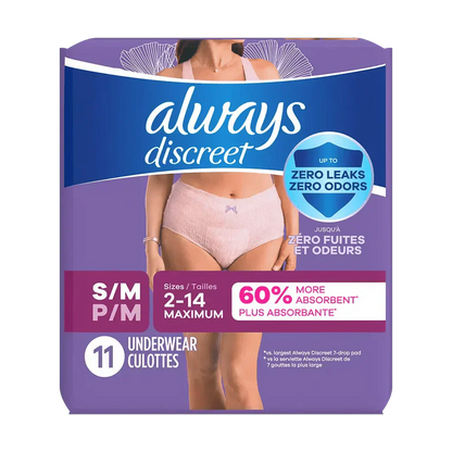 Always Discreet Maximum Protection Underwear.