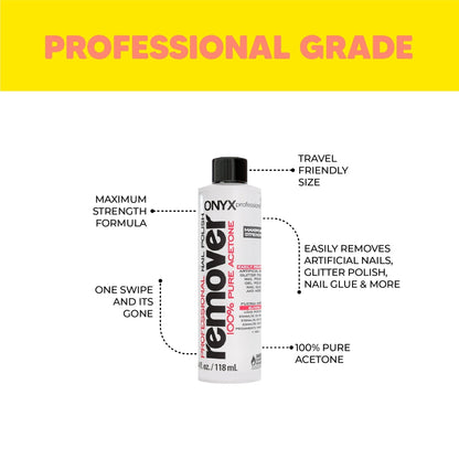 ONYX Professional 100% Pure Acetone Nail Polish Remover, 4 fl oz